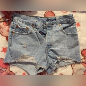 Levi's Light Blue Ripped Jean Shorts
